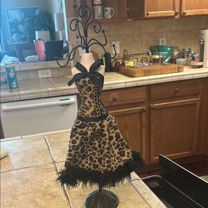 Black and Brown Decorative Dress Form with Ornate Design